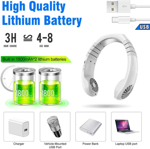 Personal Neck Fans Hands Free Neckband Fan USB Rechargable