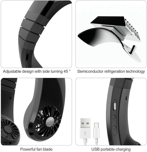 Personal Neck Fans Hands Free Neckband Fan USB Rechargable
