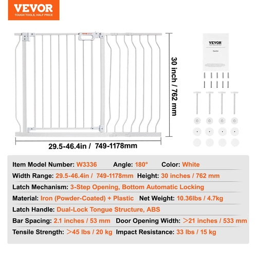 Baby Gate, 74.9-122.9 cmExtra Wide, 76.2 cm High, Dog Gate for Stairs