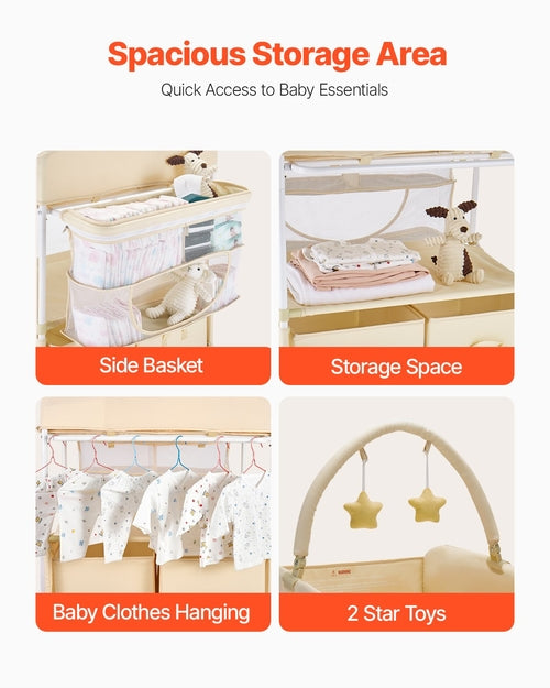 Baby Changing Table, Foldable Diaper Change Station with 2 Fabric