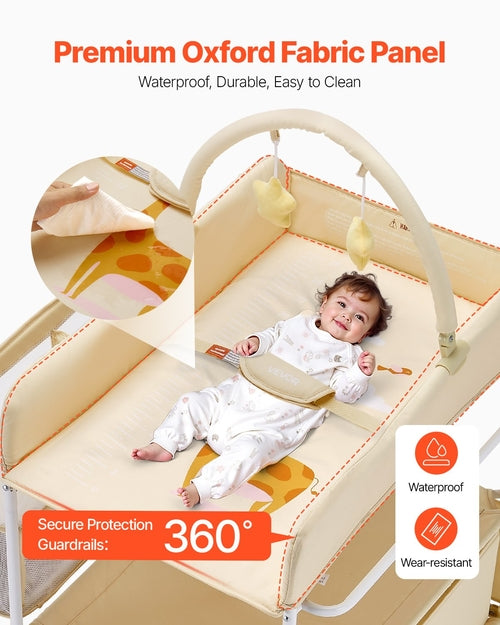 Baby Changing Table, Foldable Diaper Change Station with 2 Fabric