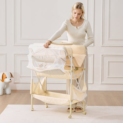 Baby Changing Table, Foldable Diaper Change Station with 2 Fabric